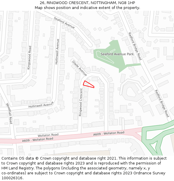 26, RINGWOOD CRESCENT, NOTTINGHAM, NG8 1HP: Location map and indicative extent of plot