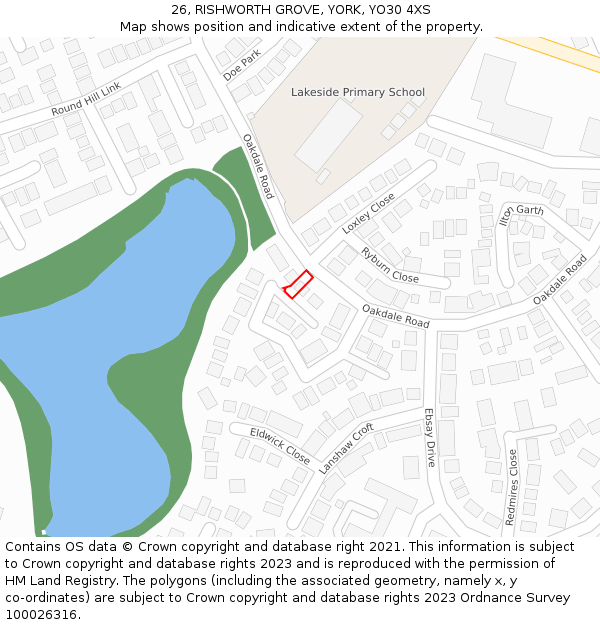 26, RISHWORTH GROVE, YORK, YO30 4XS: Location map and indicative extent of plot