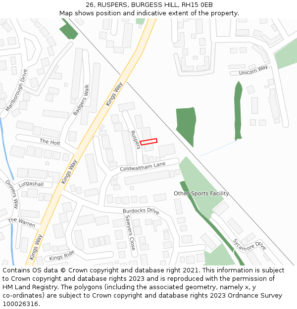 26, RUSPERS, BURGESS HILL, RH15 0EB: Location map and indicative extent of plot