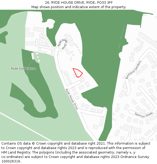 26, RYDE HOUSE DRIVE, RYDE, PO33 3FF: Location map and indicative extent of plot