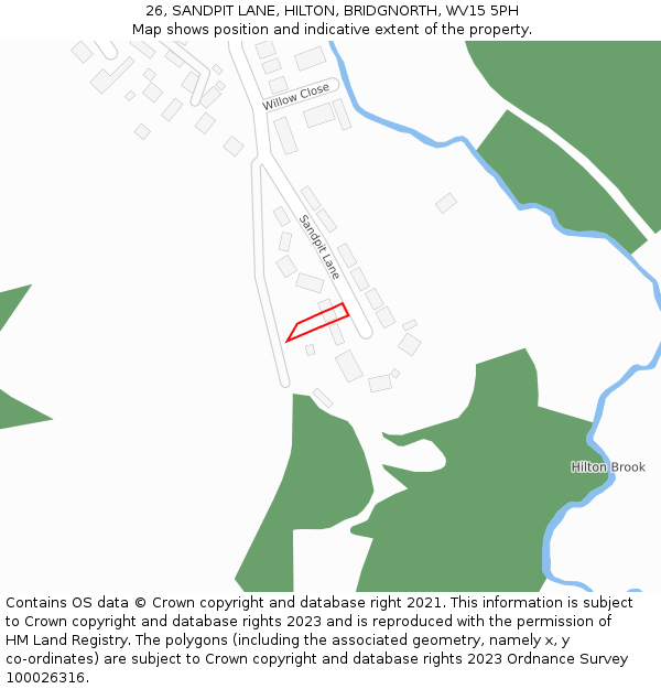 26, SANDPIT LANE, HILTON, BRIDGNORTH, WV15 5PH: Location map and indicative extent of plot