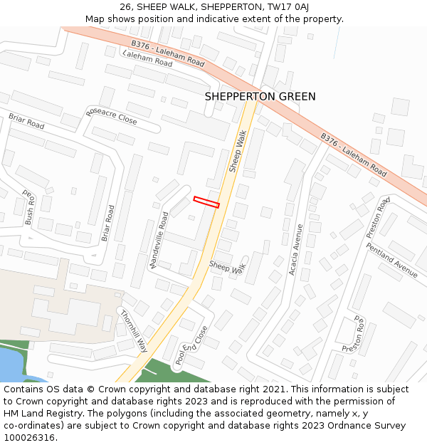26, SHEEP WALK, SHEPPERTON, TW17 0AJ: Location map and indicative extent of plot