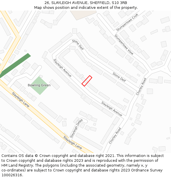 26, SLAYLEIGH AVENUE, SHEFFIELD, S10 3RB: Location map and indicative extent of plot