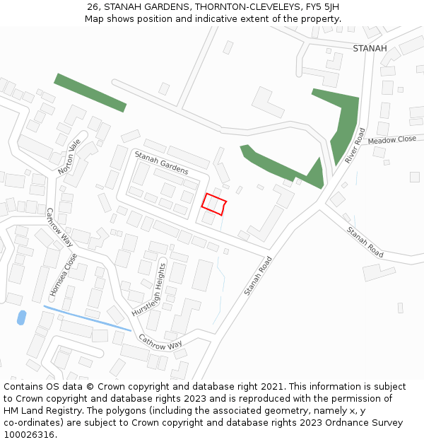 26, STANAH GARDENS, THORNTON-CLEVELEYS, FY5 5JH: Location map and indicative extent of plot