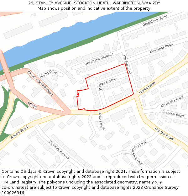 26, STANLEY AVENUE, STOCKTON HEATH, WARRINGTON, WA4 2DY: Location map and indicative extent of plot