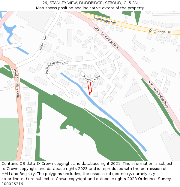 26, STANLEY VIEW, DUDBRIDGE, STROUD, GL5 3NJ: Location map and indicative extent of plot