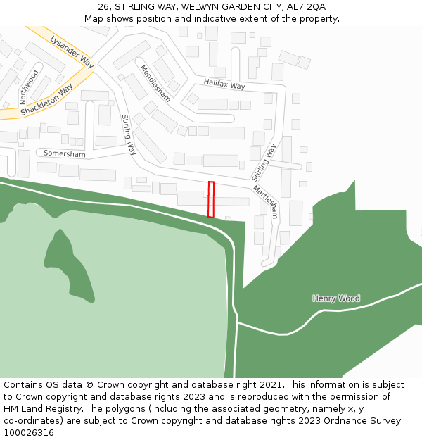 26, STIRLING WAY, WELWYN GARDEN CITY, AL7 2QA: Location map and indicative extent of plot