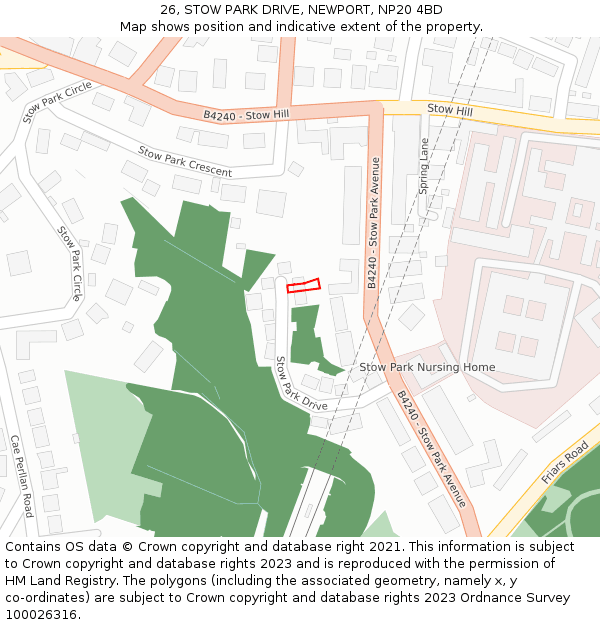 26, STOW PARK DRIVE, NEWPORT, NP20 4BD: Location map and indicative extent of plot