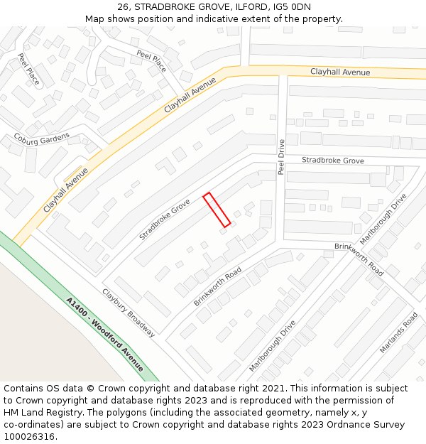 26, STRADBROKE GROVE, ILFORD, IG5 0DN: Location map and indicative extent of plot