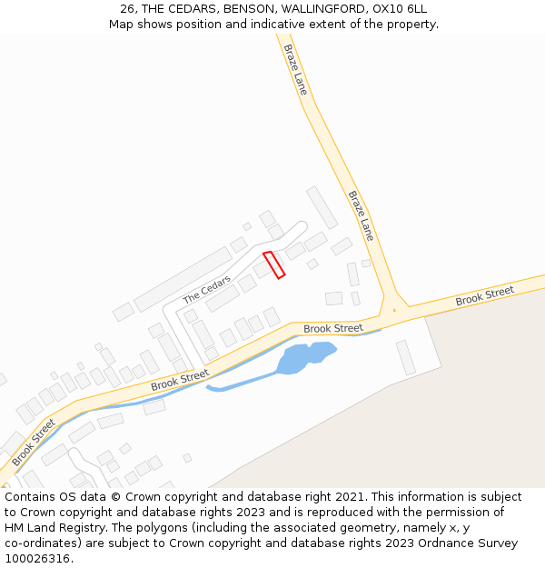26, THE CEDARS, BENSON, WALLINGFORD, OX10 6LL: Location map and indicative extent of plot