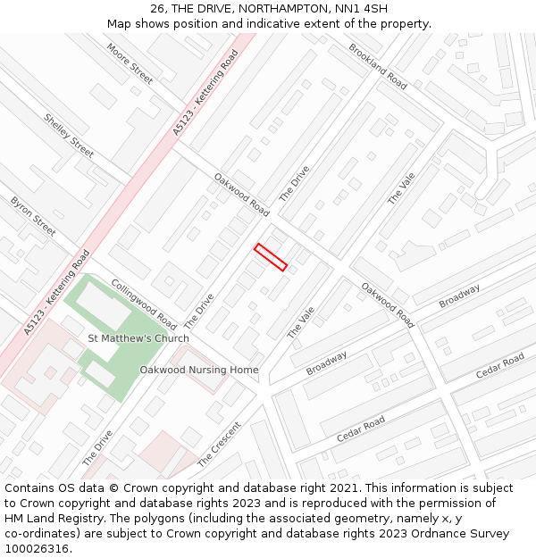 26, THE DRIVE, NORTHAMPTON, NN1 4SH: Location map and indicative extent of plot