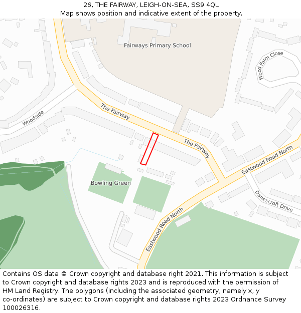 26, THE FAIRWAY, LEIGH-ON-SEA, SS9 4QL: Location map and indicative extent of plot