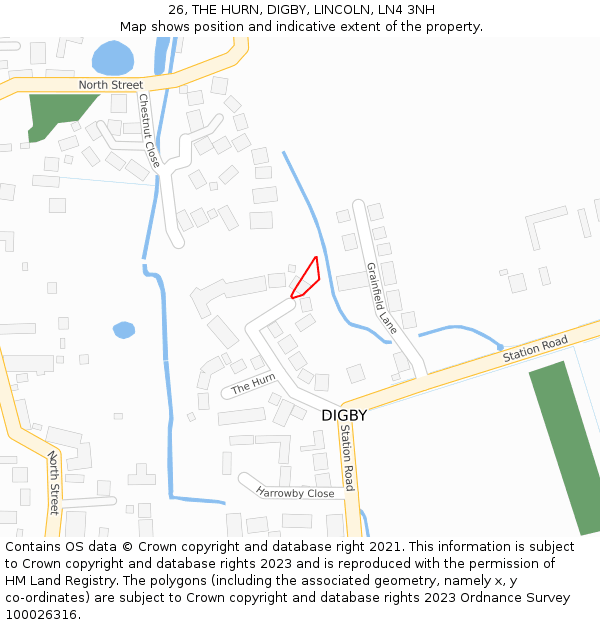 26, THE HURN, DIGBY, LINCOLN, LN4 3NH: Location map and indicative extent of plot