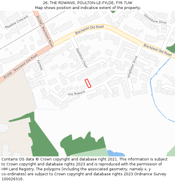 26, THE ROWANS, POULTON-LE-FYLDE, FY6 7UW: Location map and indicative extent of plot