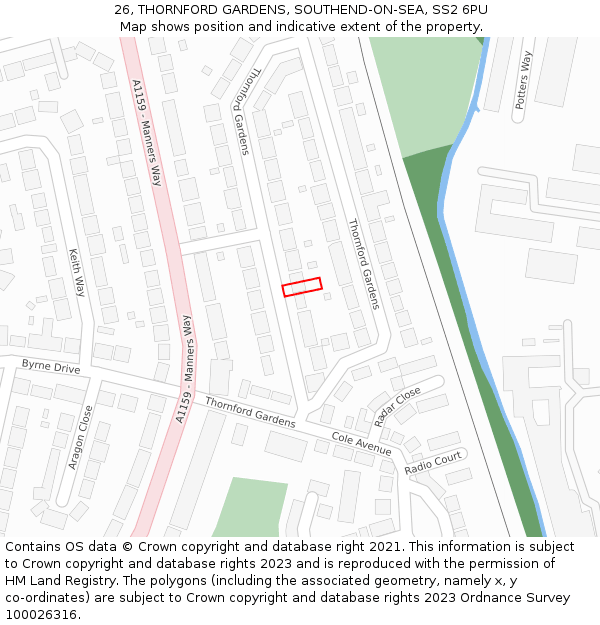 26, THORNFORD GARDENS, SOUTHEND-ON-SEA, SS2 6PU: Location map and indicative extent of plot