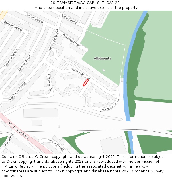 26, TRAMSIDE WAY, CARLISLE, CA1 2FH: Location map and indicative extent of plot
