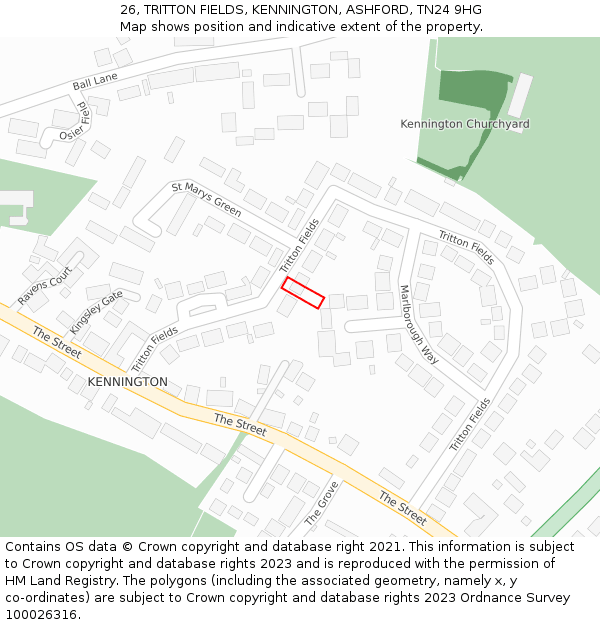 26, TRITTON FIELDS, KENNINGTON, ASHFORD, TN24 9HG: Location map and indicative extent of plot