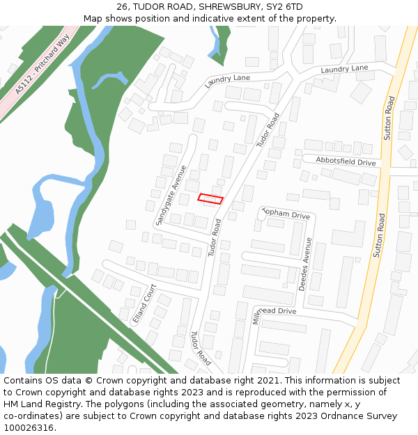 26, TUDOR ROAD, SHREWSBURY, SY2 6TD: Location map and indicative extent of plot