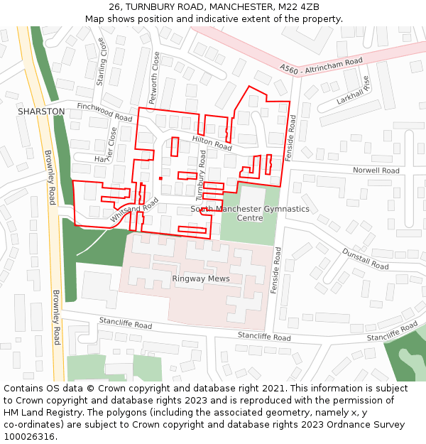 26, TURNBURY ROAD, MANCHESTER, M22 4ZB: Location map and indicative extent of plot