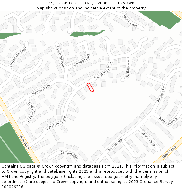 26, TURNSTONE DRIVE, LIVERPOOL, L26 7WR: Location map and indicative extent of plot