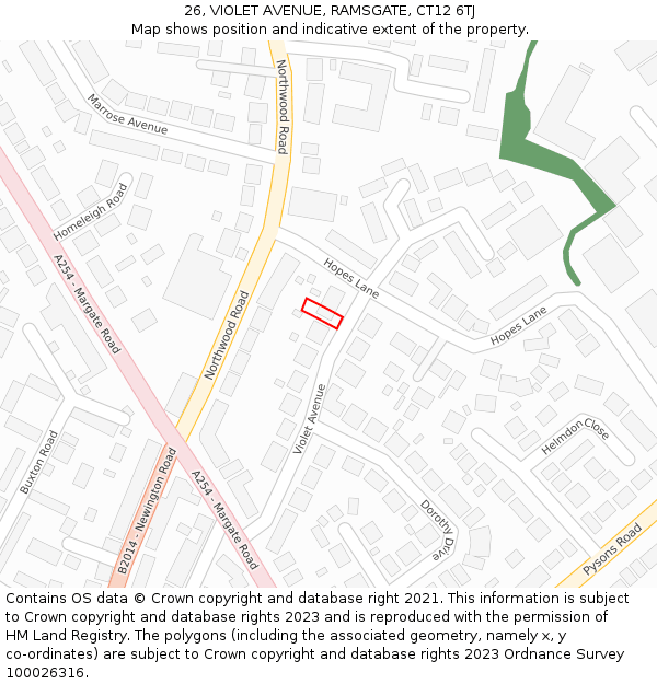 26, VIOLET AVENUE, RAMSGATE, CT12 6TJ: Location map and indicative extent of plot