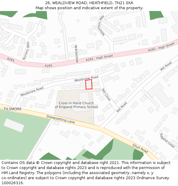 26, WEALDVIEW ROAD, HEATHFIELD, TN21 0XA: Location map and indicative extent of plot