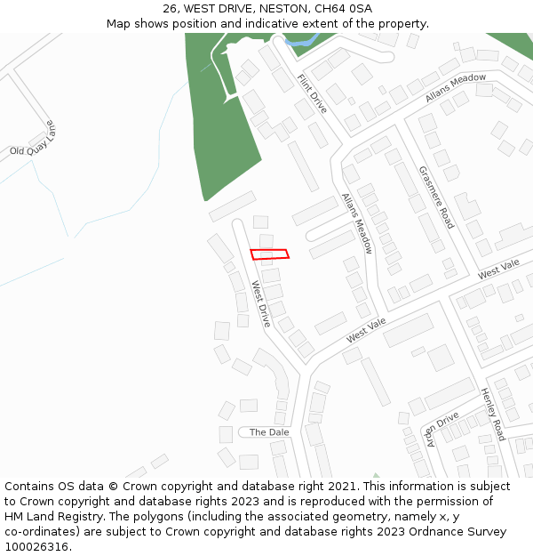 26, WEST DRIVE, NESTON, CH64 0SA: Location map and indicative extent of plot