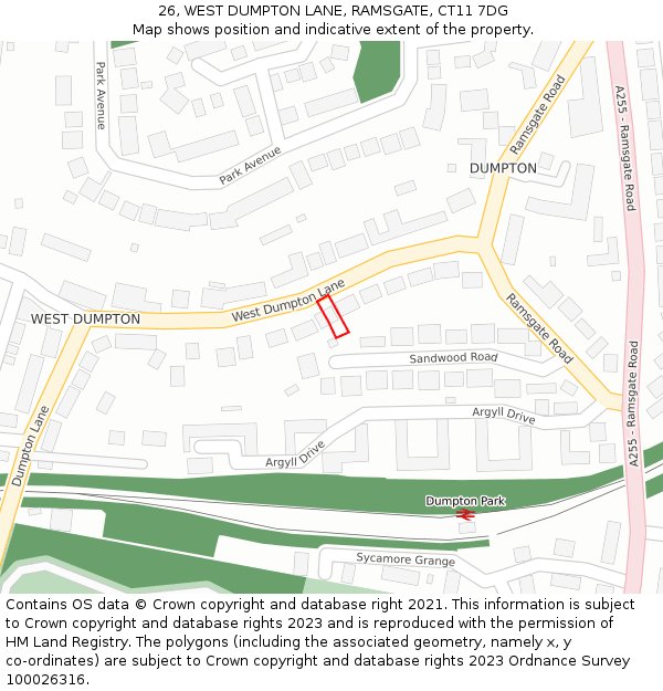 26, WEST DUMPTON LANE, RAMSGATE, CT11 7DG: Location map and indicative extent of plot