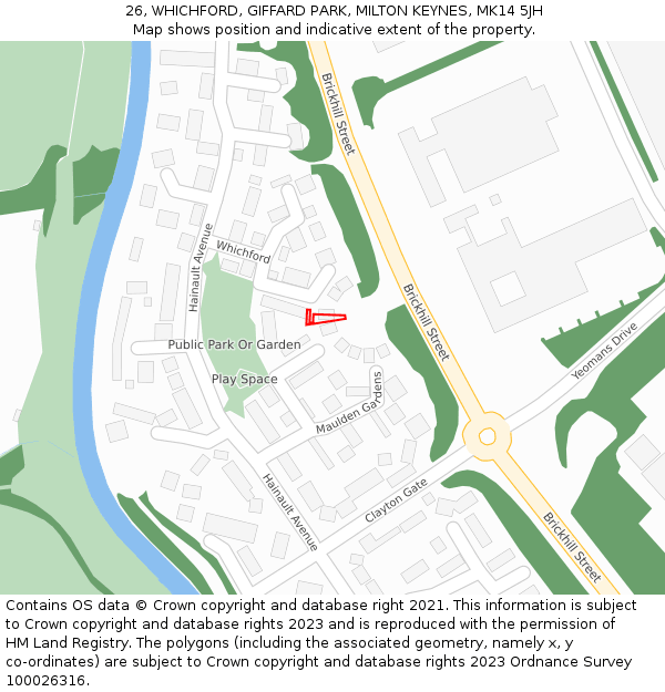 26, WHICHFORD, GIFFARD PARK, MILTON KEYNES, MK14 5JH: Location map and indicative extent of plot