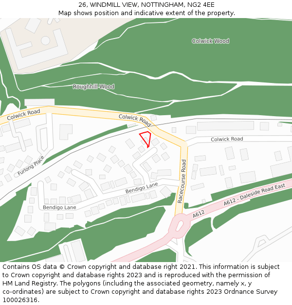 26, WINDMILL VIEW, NOTTINGHAM, NG2 4EE: Location map and indicative extent of plot