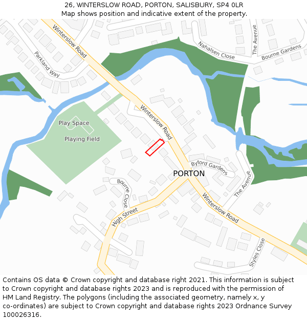 26, WINTERSLOW ROAD, PORTON, SALISBURY, SP4 0LR: Location map and indicative extent of plot