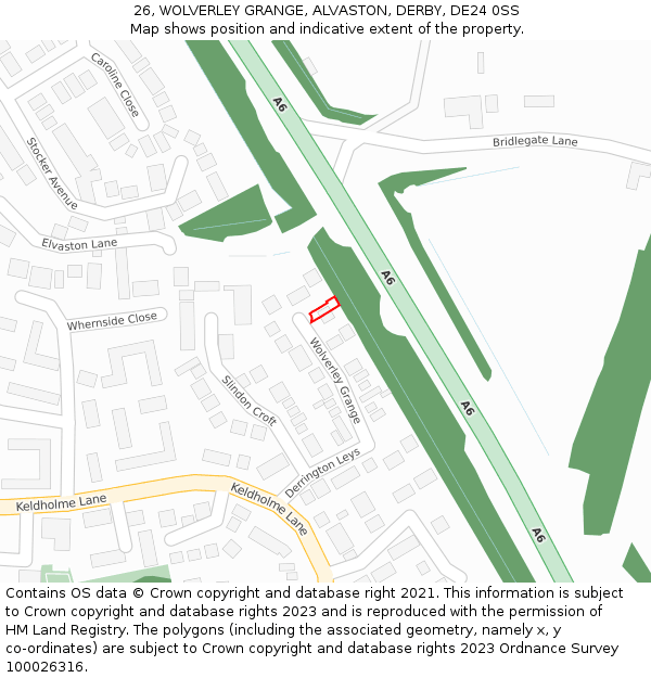 26, WOLVERLEY GRANGE, ALVASTON, DERBY, DE24 0SS: Location map and indicative extent of plot