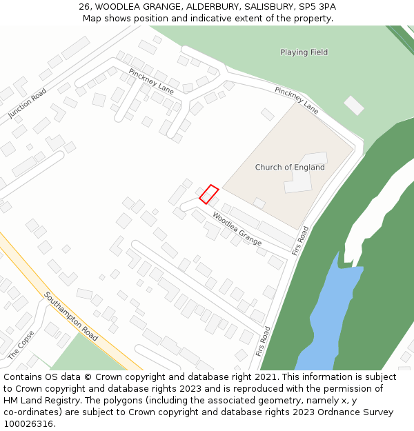 26, WOODLEA GRANGE, ALDERBURY, SALISBURY, SP5 3PA: Location map and indicative extent of plot