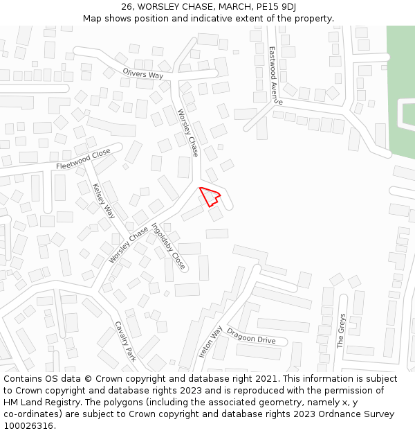 26, WORSLEY CHASE, MARCH, PE15 9DJ: Location map and indicative extent of plot
