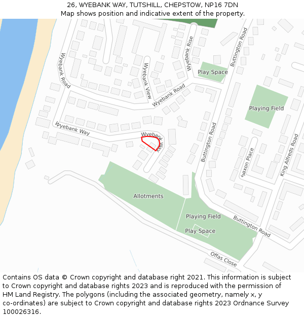 26, WYEBANK WAY, TUTSHILL, CHEPSTOW, NP16 7DN: Location map and indicative extent of plot
