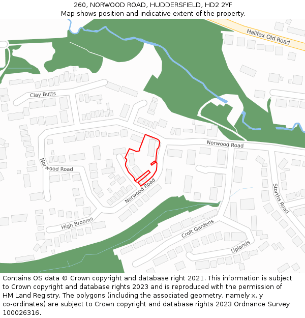 260, NORWOOD ROAD, HUDDERSFIELD, HD2 2YF: Location map and indicative extent of plot