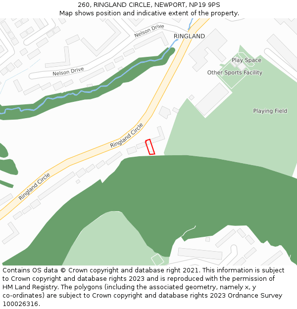 260, RINGLAND CIRCLE, NEWPORT, NP19 9PS: Location map and indicative extent of plot