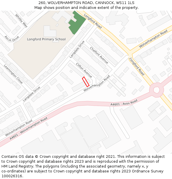 260, WOLVERHAMPTON ROAD, CANNOCK, WS11 1LS: Location map and indicative extent of plot