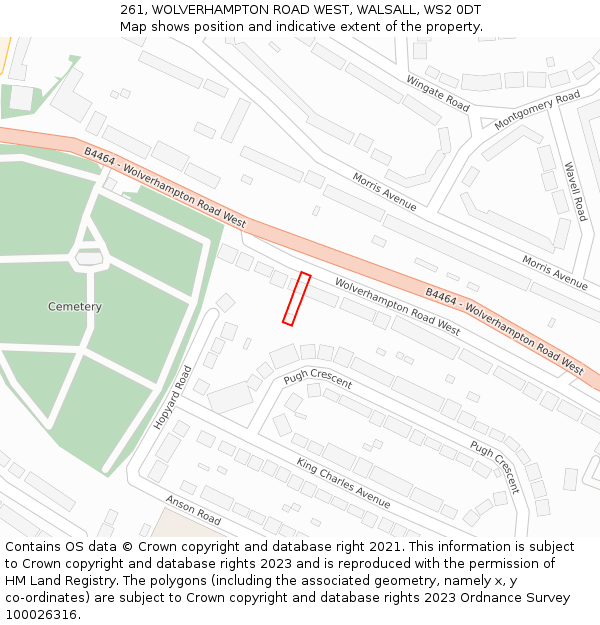 261, WOLVERHAMPTON ROAD WEST, WALSALL, WS2 0DT: Location map and indicative extent of plot