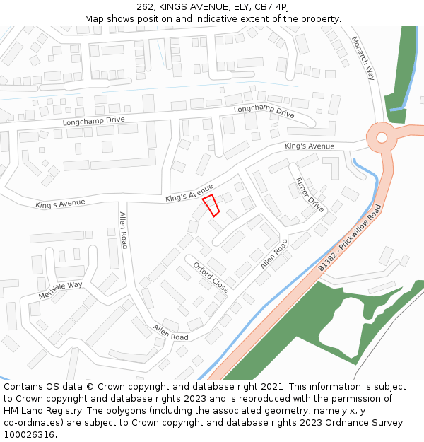 262, KINGS AVENUE, ELY, CB7 4PJ: Location map and indicative extent of plot