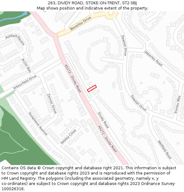 263, DIVIDY ROAD, STOKE-ON-TRENT, ST2 0BJ: Location map and indicative extent of plot
