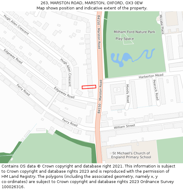 263, MARSTON ROAD, MARSTON, OXFORD, OX3 0EW: Location map and indicative extent of plot