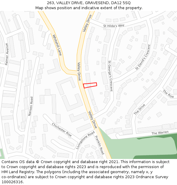 263, VALLEY DRIVE, GRAVESEND, DA12 5SQ: Location map and indicative extent of plot