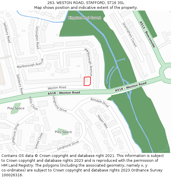 263, WESTON ROAD, STAFFORD, ST16 3SL: Location map and indicative extent of plot