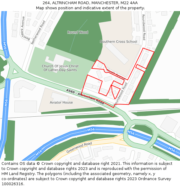 264, ALTRINCHAM ROAD, MANCHESTER, M22 4AA: Location map and indicative extent of plot