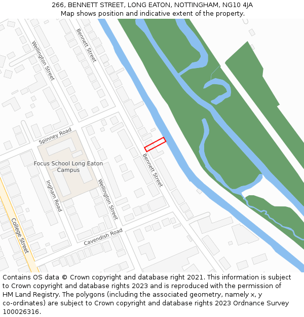 266, BENNETT STREET, LONG EATON, NOTTINGHAM, NG10 4JA: Location map and indicative extent of plot