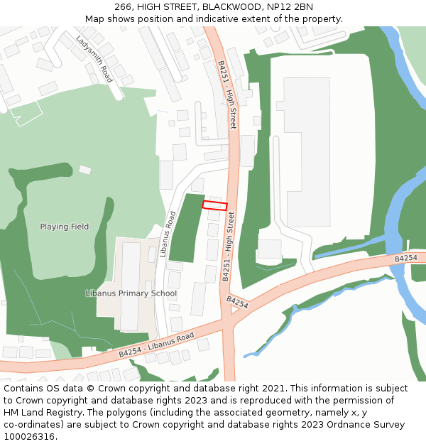 266, HIGH STREET, BLACKWOOD, NP12 2BN: Location map and indicative extent of plot