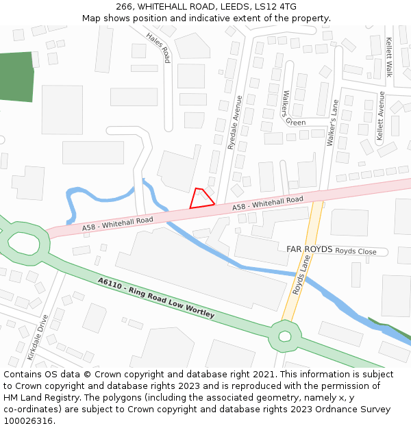 266, WHITEHALL ROAD, LEEDS, LS12 4TG: Location map and indicative extent of plot