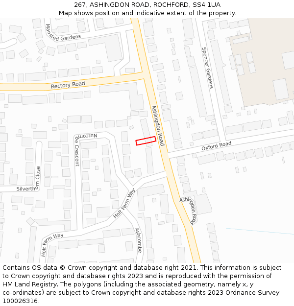 267, ASHINGDON ROAD, ROCHFORD, SS4 1UA: Location map and indicative extent of plot