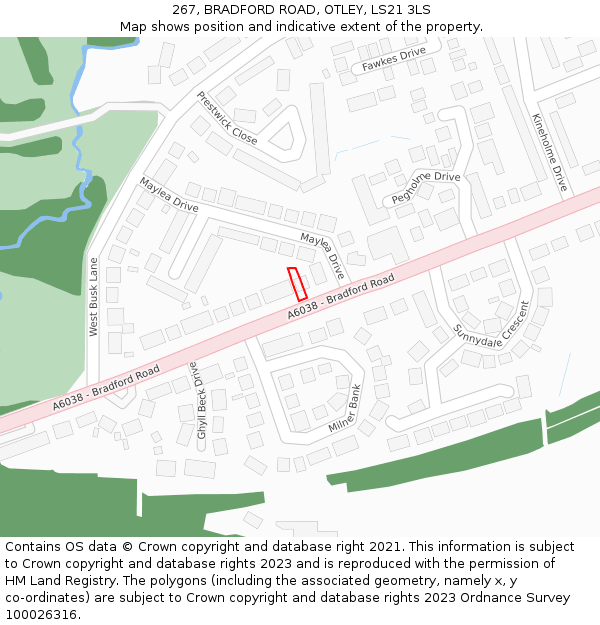 267, BRADFORD ROAD, OTLEY, LS21 3LS: Location map and indicative extent of plot